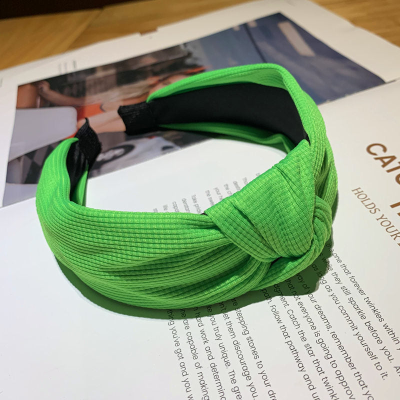 Wholesale Fluorescent Cloth Middle Knot Hairband Solid Color Fabric Headband